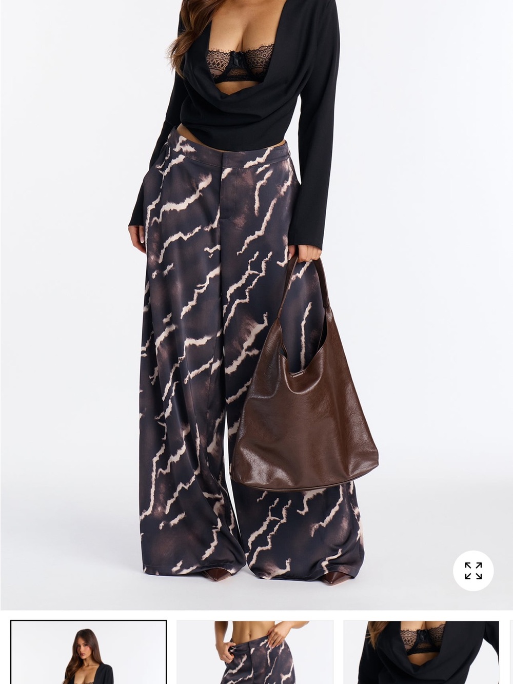 Wide leg Satin Fashion Nova trousers size large